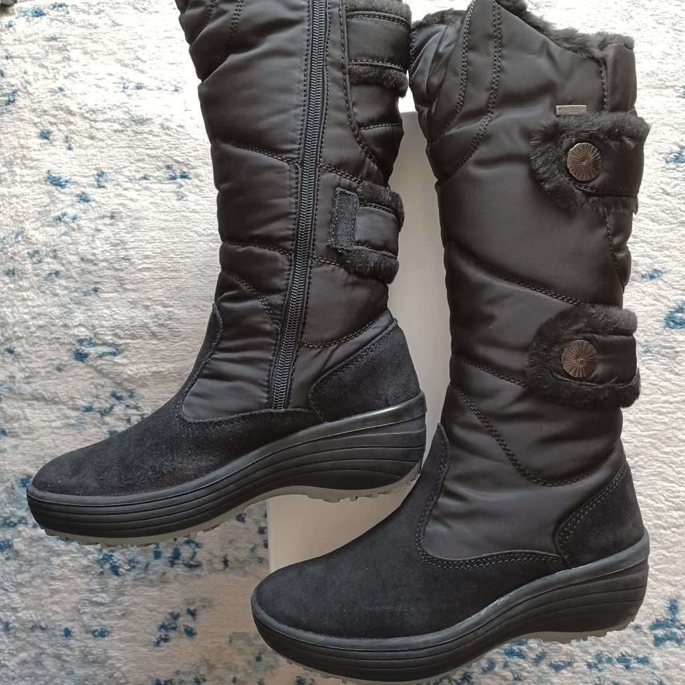 Pajar Canada Carmin Waterproof Faux Fur Quilted Nylon Suede Zip Boots, 36, Black